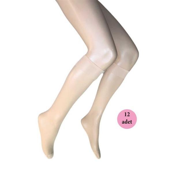 12 Adet Parlak Dizaltı Kadın Çorap 15 Denye Ten 57 - Image 1