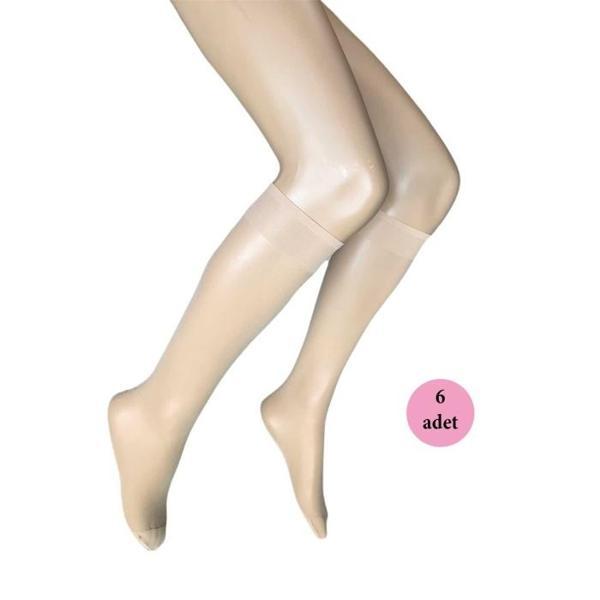 6 Adet Parlak Dizaltı Kadın Çorap 15 Denye Sahra 51 - Image 1