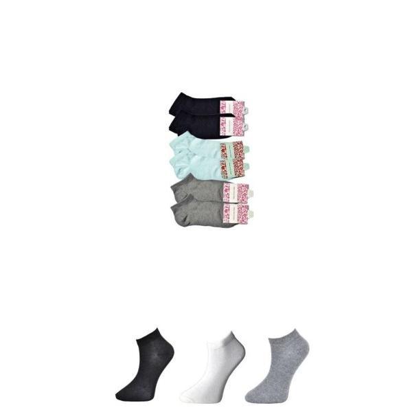 Siyah Gri ve Beyaz Kadın Bilek Çorap 6 çift - Image 1