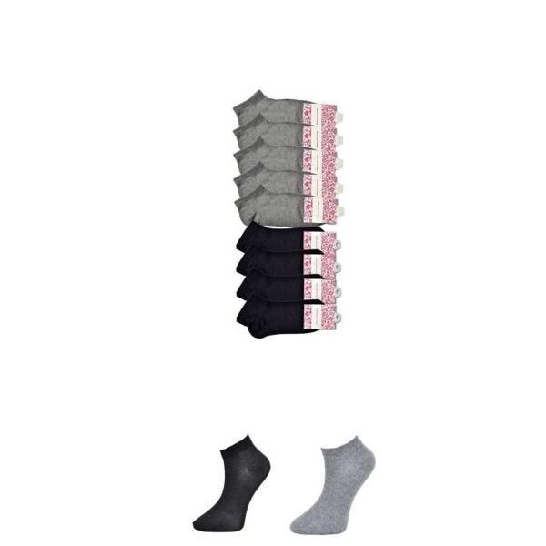 Siyah ve Gri Kadın Bilek Çorap 9 çift - Image 1