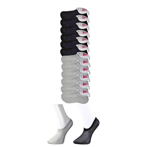 Siyah ve Gri Kadın Görünmez Çorap 12 çift - Image 1