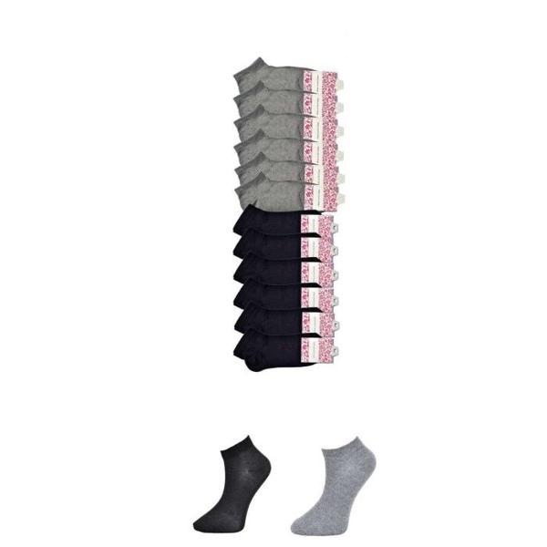 Siyah ve Gri Kadın Bilek Çorap 12 çift - Image 1