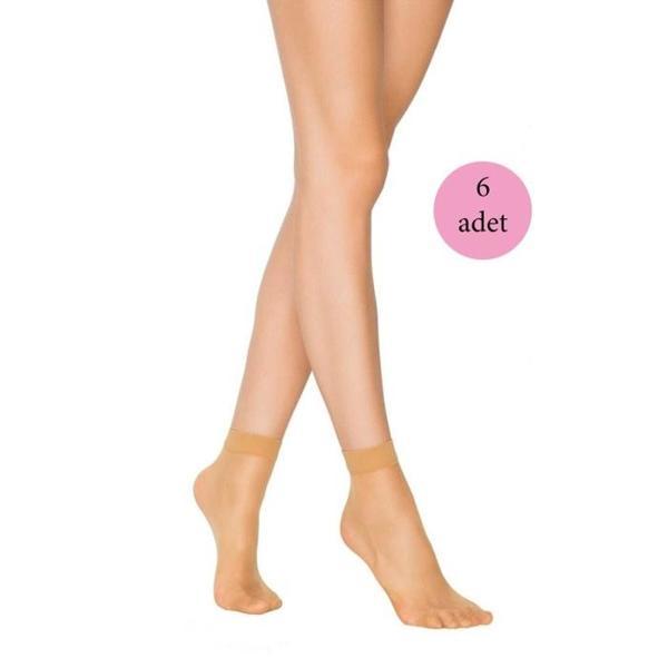 6 Adet Kadın Ten Süper 15 Mat Soket Çorap Ten - Image 1
