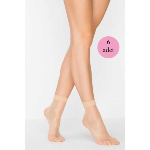6 Adet Kadın Ten Süper 15 Mat Soket Çorap Açık Ten - Image 1