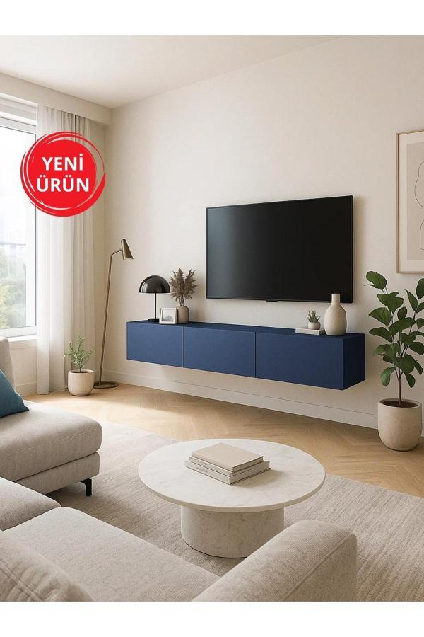 Modern Cercei TV Ünitesi – 180 cm Genişlik, Kolay Kurulum, Lacivert Renk - Image 1