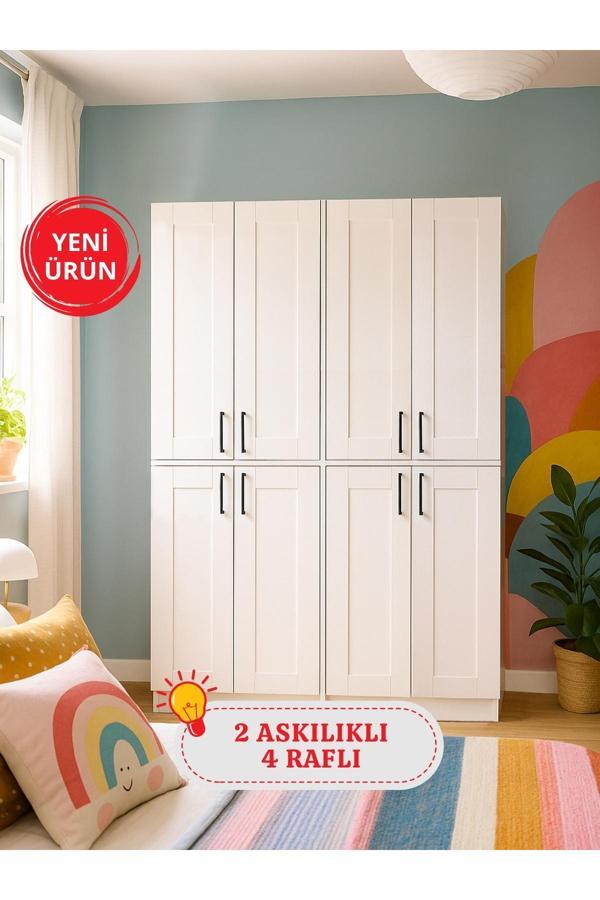Arden 4 Kapaklı Gardırop - 182 cm Y, 122 cm G - Genç Odası ve Yatak Odası Gardırop - Image 1