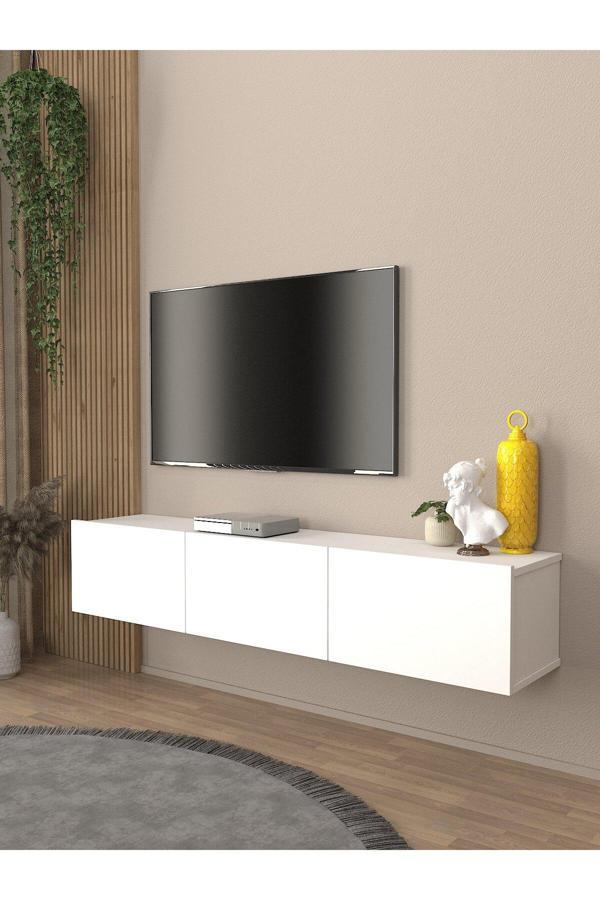 Pergamon TV ünitesi & Sehpası 150 cm Beyaz - Image 1