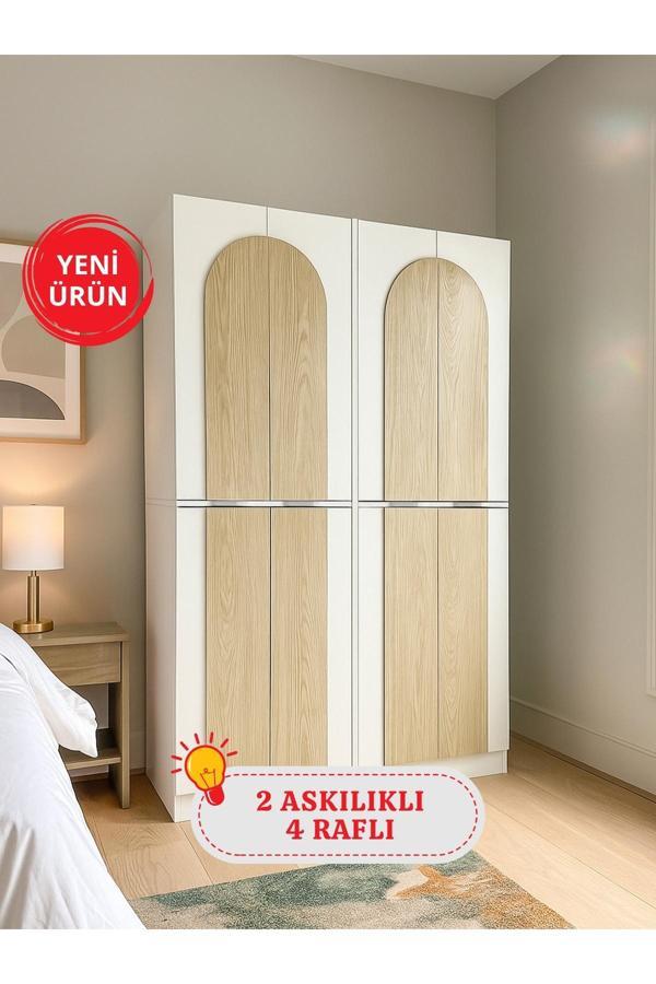 Poy 4 Kapaklı Gardırop - 182 cm Y, 122 cm G - Genç Odası ve Yatak Odası Gardırop - Image 1