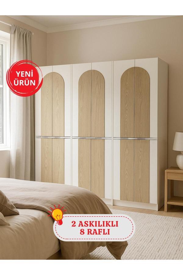 Poy 6 Kapaklı Gardırop - 182 cm Y, 184 cm G - Genç Odası ve Yatak Odası Gardırop - Image 1