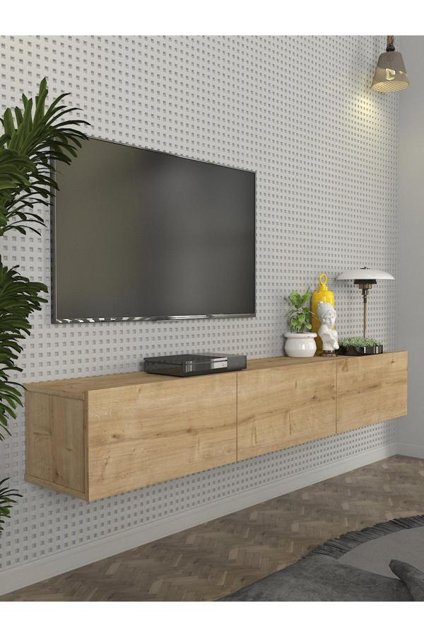 Cercei Tv Ünitesi Modern Tasarım, Geniş Ekran Uyumlu, Raflı Ve Geniş Alanlı Tv Sehpası 180 Cm Safir - Image 1