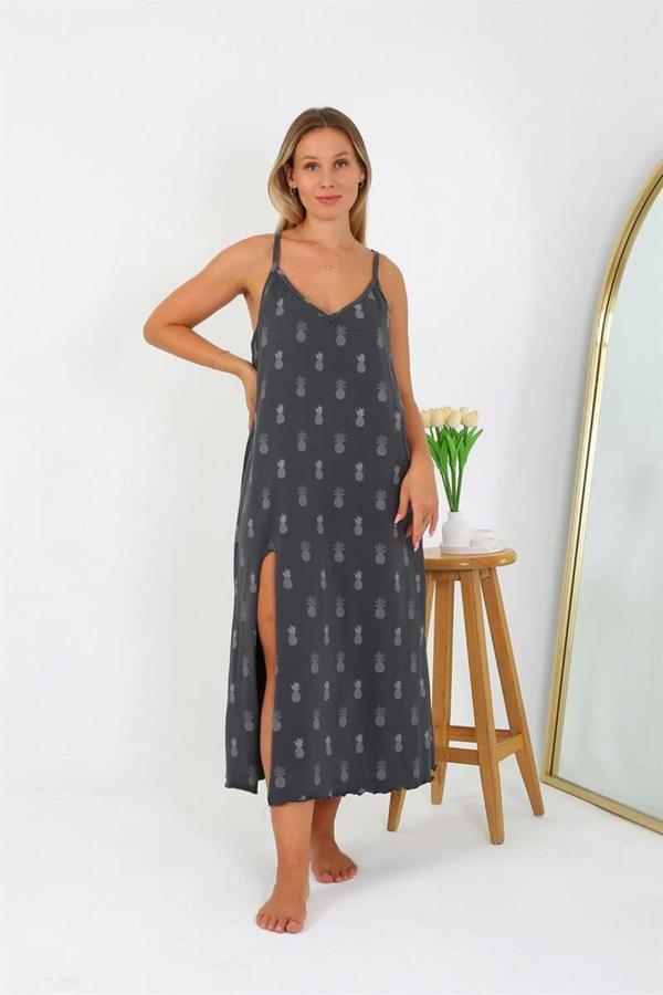 Celira Kadın Büyük Beden İp Askılı Uzun Gecelik NS12112 - Image 1