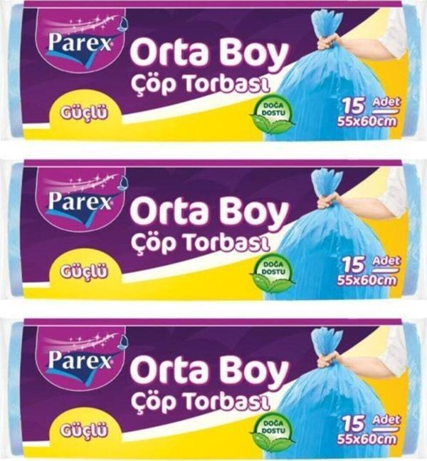 Parex Güçlü Çöp Torbası Orta Boy 3'lü Paket - Image 1