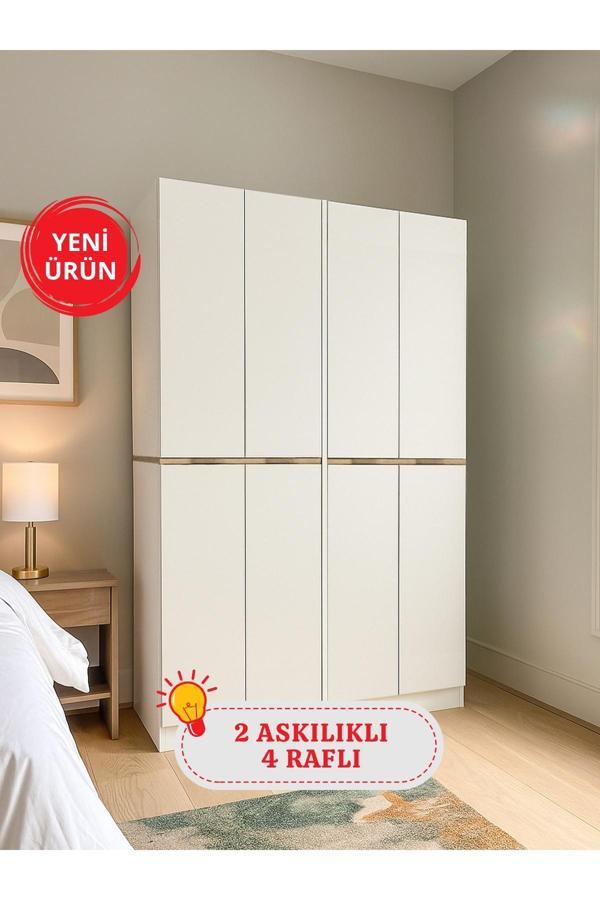 Lias 4 Kapaklı Gardırop - 182 cm Y, 122 cm G - Genç Odası ve Yatak Odası Gardırop - Image 1