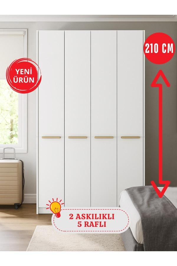 Cosmos 4 Kapaklı Gardırop - 210 cm Y, 124 cm G - Genç Odası ve Yatak Odası Gardırop - Image 1