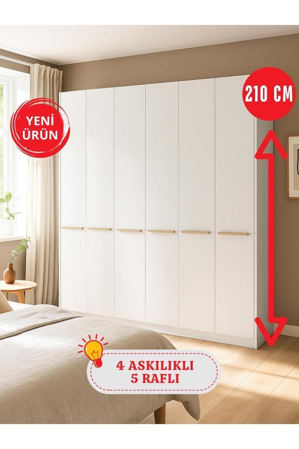 Cosmos 6 Kapaklı Gardırop - 210 cm Y, 184 cm G - Genç Odası ve Yatak Odası Gardırop - Image 1