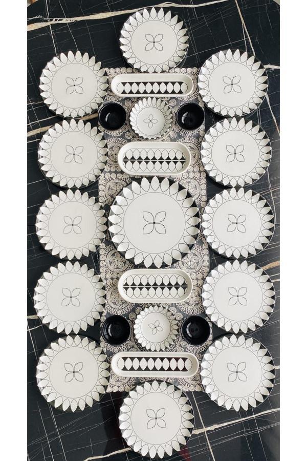 Siyah elips model 12 kişilik 23 parça kahvaltı takımı - Image 1