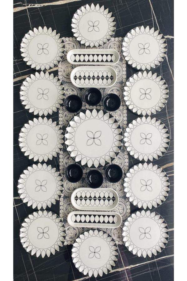 Siyah elips model 12 kişilik 23 parça kahvaltı takımı - Image 1