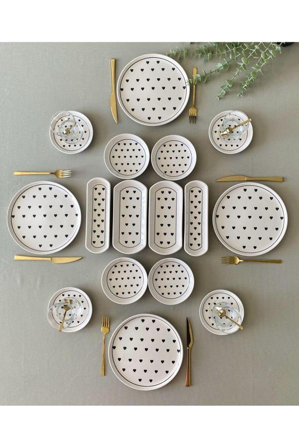 Siyah Kalp 4 Kişilik 16 Parça Kahvaltı Takımı - Image 1