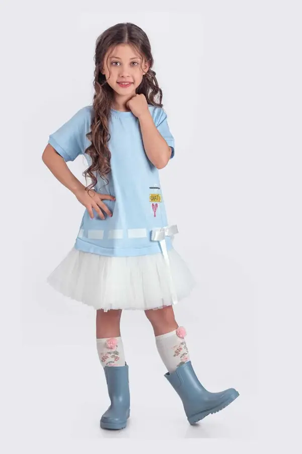 Penye Tül Etekli Elbise - Image 1