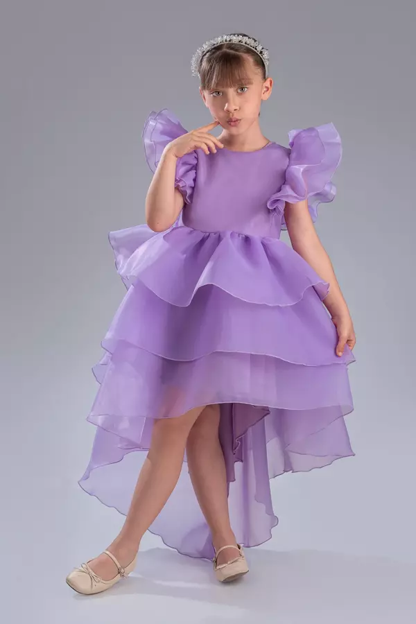 Şık Tasarım Prenses Taçlı Kuyruklu Kız Çocuk Abiye - Image 1