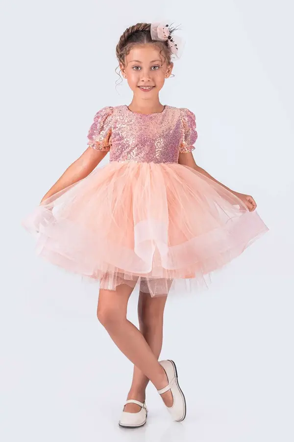 Kısa Kol Balerin Elbise Tütü Etek Pul Payetli - Image 1