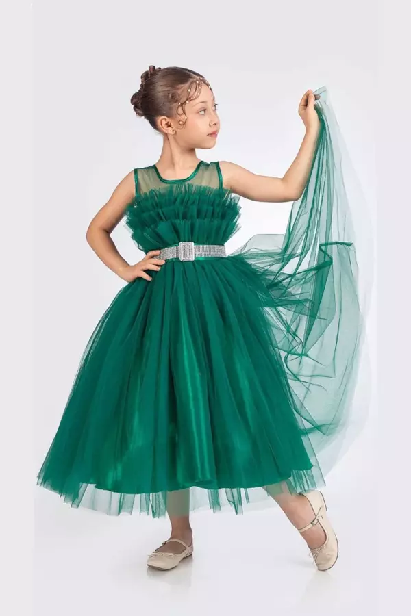 Saten Abiye Sırt Gipeli Askılı Elbise - Image 1