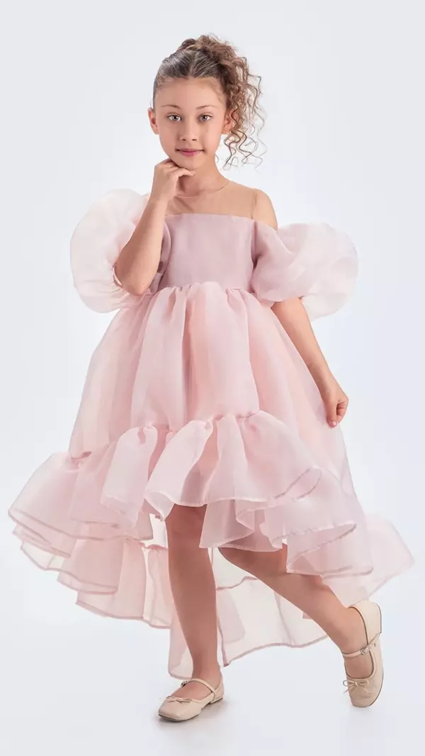 Kuyruklu Kız Çocuk Abiye Elbise Karolin Kumaş  - Image 1