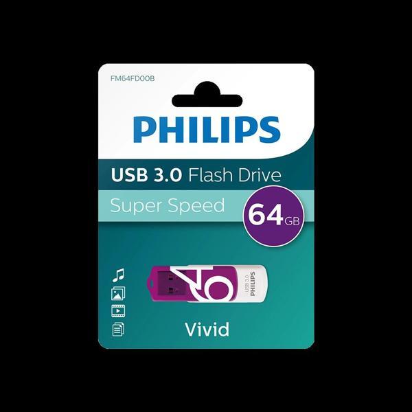 Phılıps Fm64fd00b, 64gb, Usb 3.0, Vivid, Mor, Flash Disk - Image 1