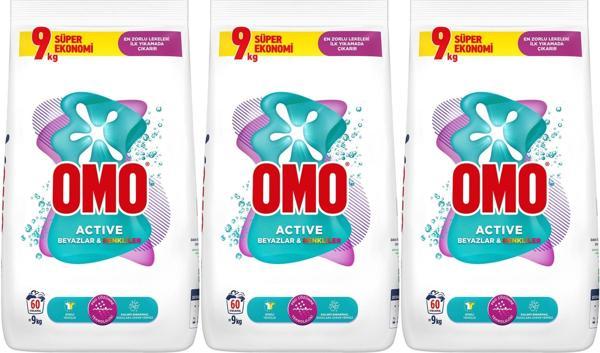 Omo Matik Toz Çamaşır Deterjanı 27KG Beyazlar ve Renkliler (180 Yıkama) (3PK*9KG) - Image 1
