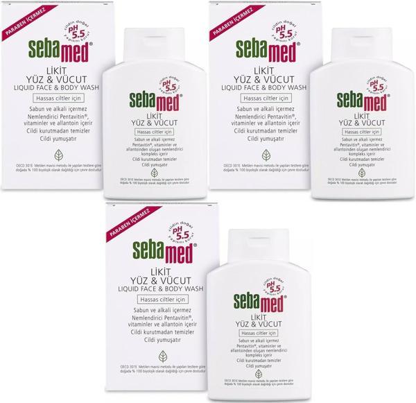 Sebamed Yüz ve Vücut Temizleyici Likit 200ML (3 Lü Set) - Image 1