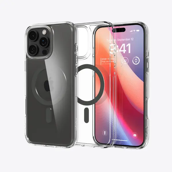 Spigen iPhone 16 Pro Max ince MagSafe Kılıf Ultra Hybrid Sararma Karşıtı DuraClear™ Hava Kanalı Teknolojisi™ Askeri Sınıf Koruma MagFit Graphite Şeffaf Kapak - ACS07999 - Image 1