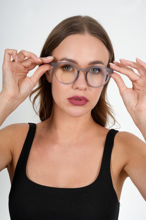 Yuvarlak Gri Olivier Philippe Mavi Işık Koruyucu Gözlük - Image 1