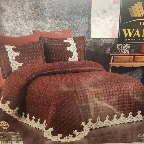YATAK ÖRTÜSÜ SETİ 6 PARÇA CAROLİNA BORDO - Image 1