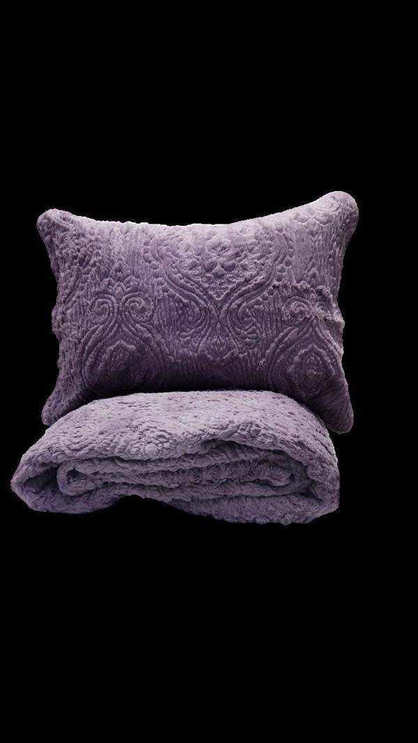 HANDY KÜRKLÜ ÇİFT KİŞİLİK YATAK ÖRTÜSÜ LAVİNYA MOR - Image 1