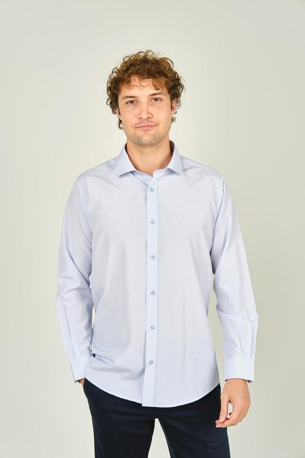 Figs Erkek Slim Fit Uzun Kollu Pamuklu Gömlek 0017 Açık Mavi - Image 1