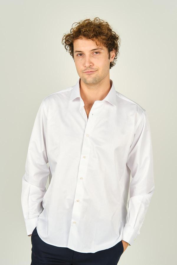 Figs Erkek Slim Fit Uzun Kollu Pamuklu Parlak Kumaş Gömlek 0013 Beyaz - Image 1