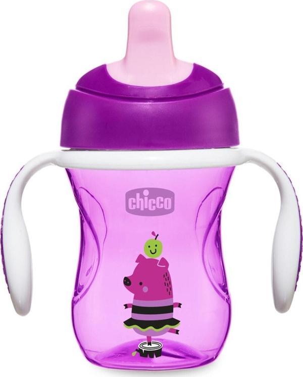 Chicco Yarı Yumuşak Uçlu Eğitim Bardağı 200 ml 6 Ay+ Mor - Image 1