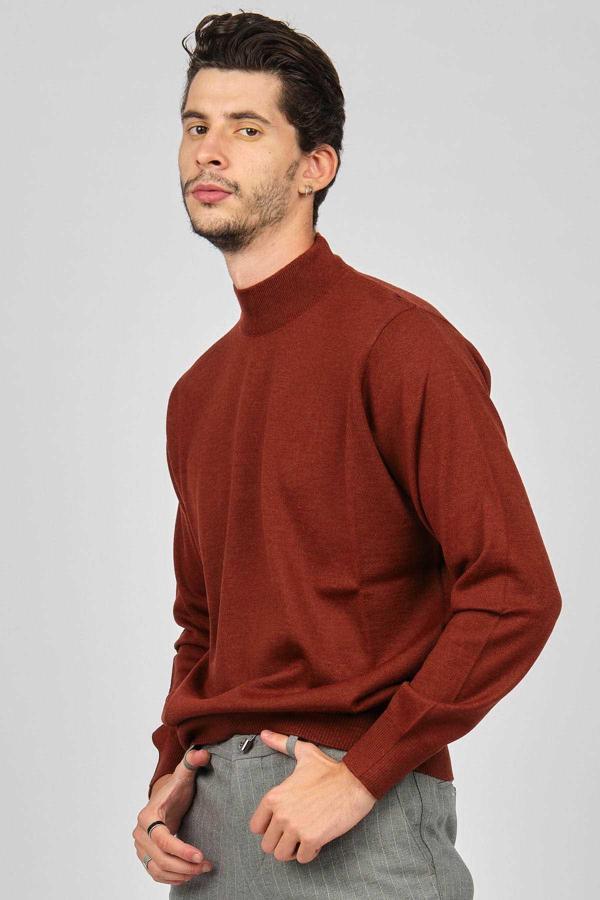 Pave Erkek Yarım Balıkçı Yaka Yün Kazak 4530014 Kiremit - Image 1