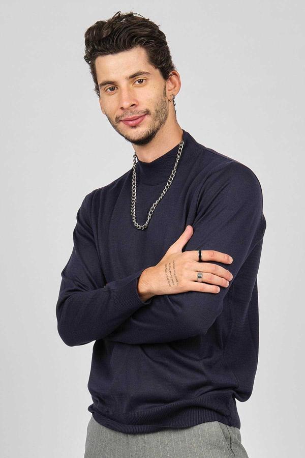 Pave Erkek Yarım Balıkçı Yaka Yün Kazak 4530014 Lacivert - Image 1