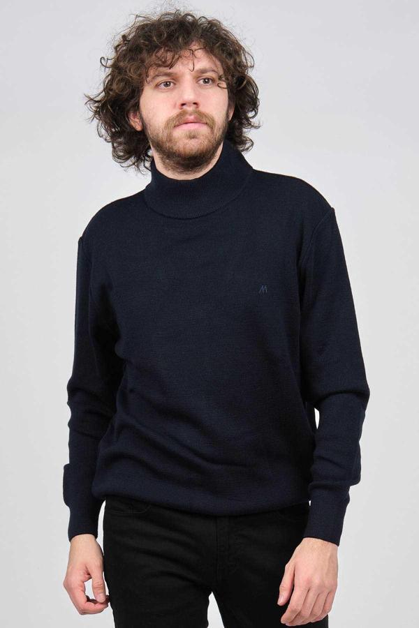 Mısırlı Erkek Yarım Balıkçı Yün Kazak 3869010 Lacivert - Image 1