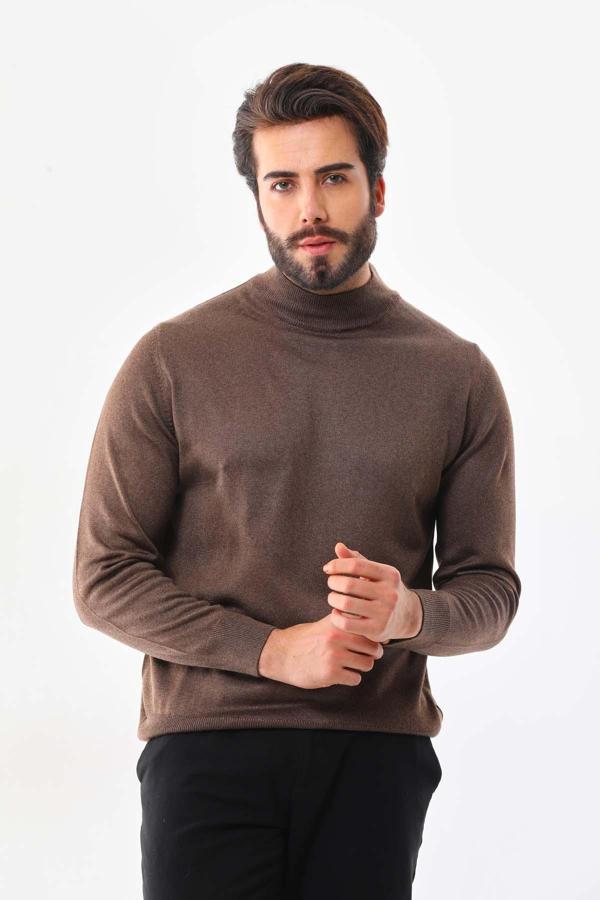 Günay Erkek Yarım Balıkçı Yaka Yün Kazak 6000 A.Kahve - Image 1