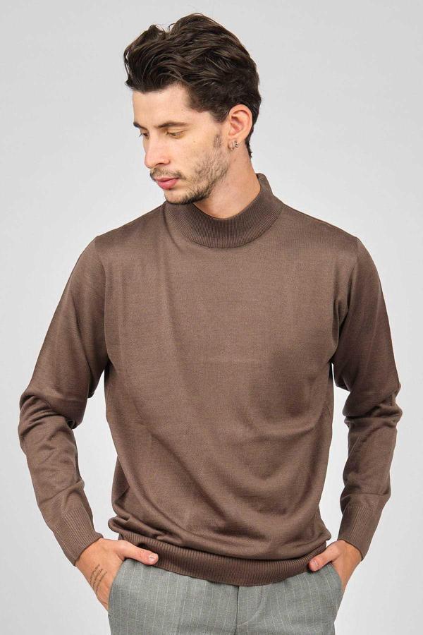 Pave Erkek Yarım Balıkçı Yaka Yün Kazak 4530014 Vizon - Image 1