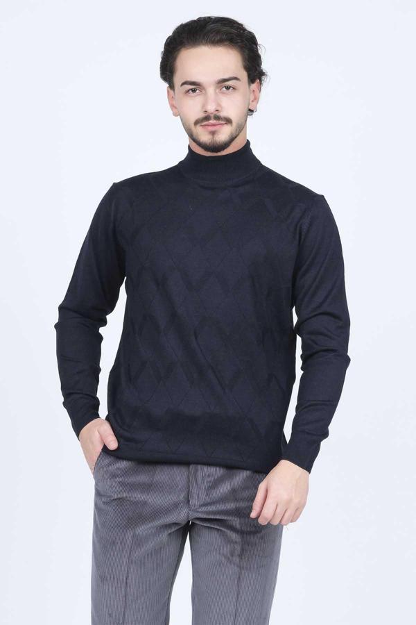 Pave Erkek Yarım Balıkçı Triko Yün Kazak 4533120 Lacivert - Image 1