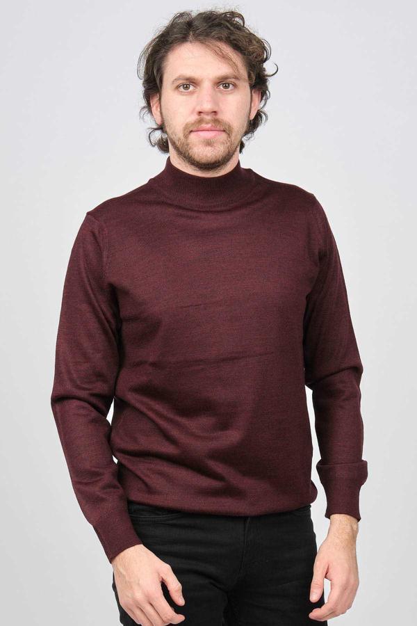 Ateş Triko Erkek Yarım Balıkçı Yaka Yün Kazak 6090154 Bordo - Image 1