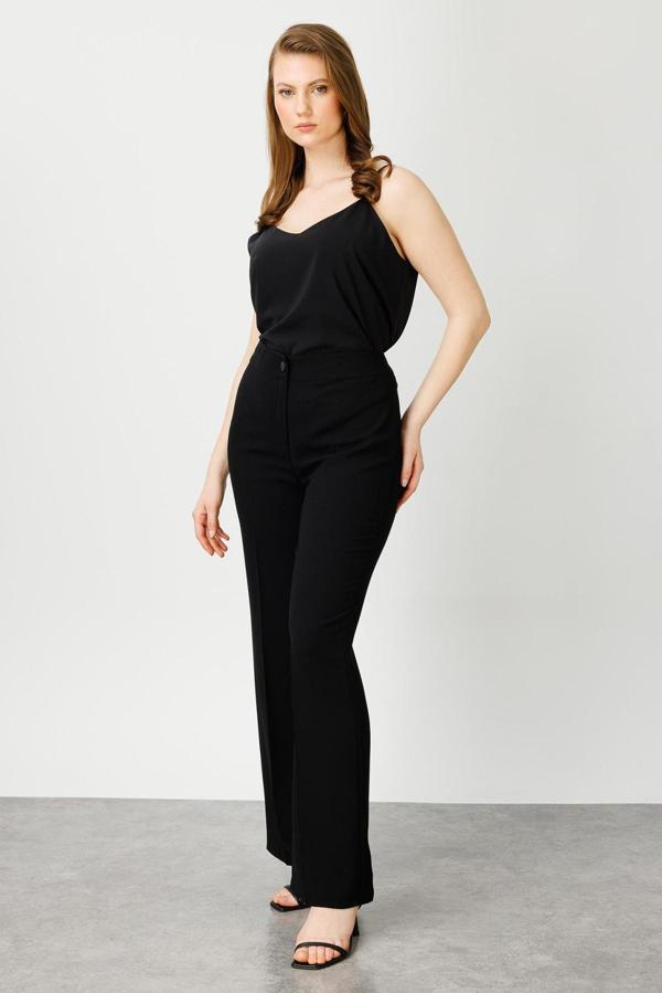 Moda İlgi Kadın Büyük Beden Süs Cep Detaylı Pantolon 3501 Siyah - Image 1