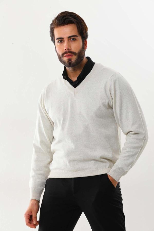 Günay Erkek V Yaka Yün Kazak 5000 A.Bej - Image 1