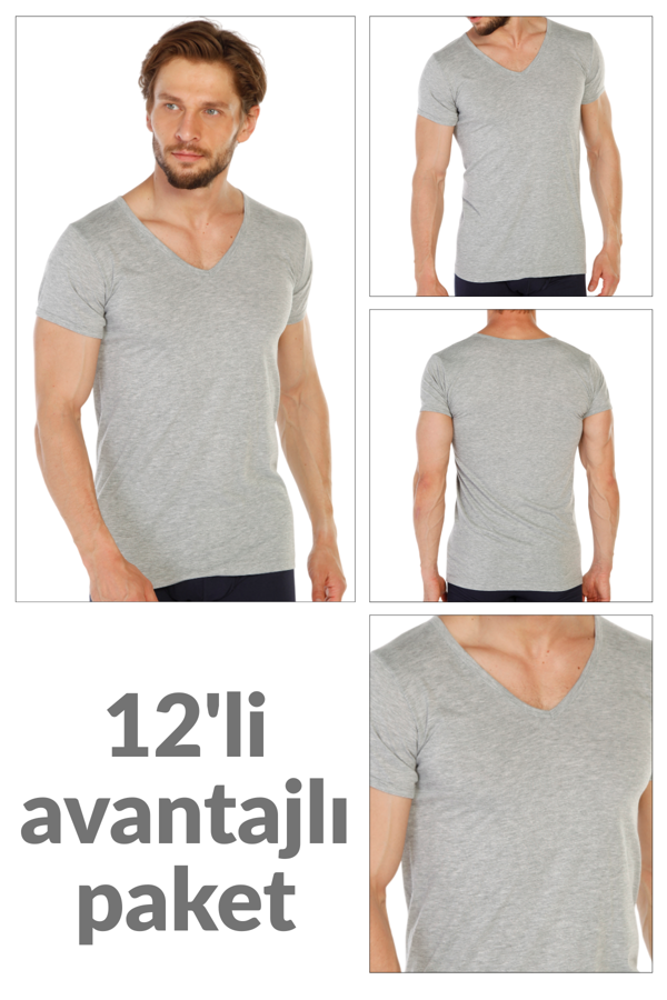 12 li Paket %100 Pamuk Erkek Süprem V Yaka Fanila 317 - Image 1