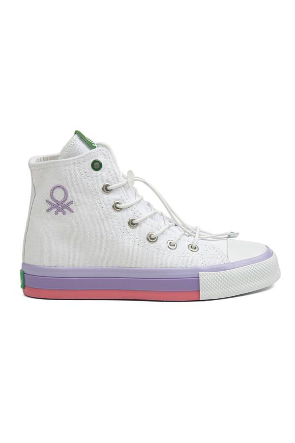 Benetton® | BN-30193 - 3394 Beyaz Lila - Çocuk Spor Ayakkabı - Image 1