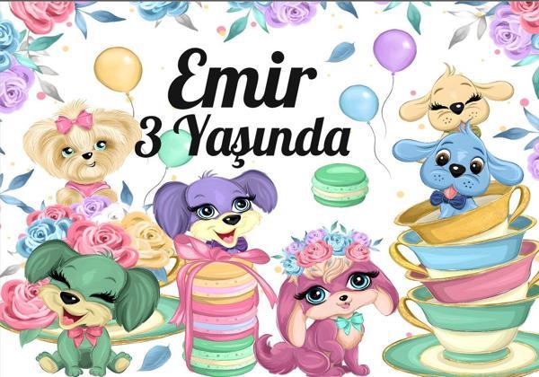 Sevimli köpekler temalı Doğum Günü Afişi - 100x150 Cm - Image 1