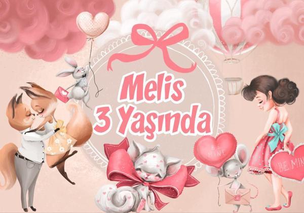 Pembe Kalp Temalı Doğum Günü Afişi - 50x70 Cm - Image 1